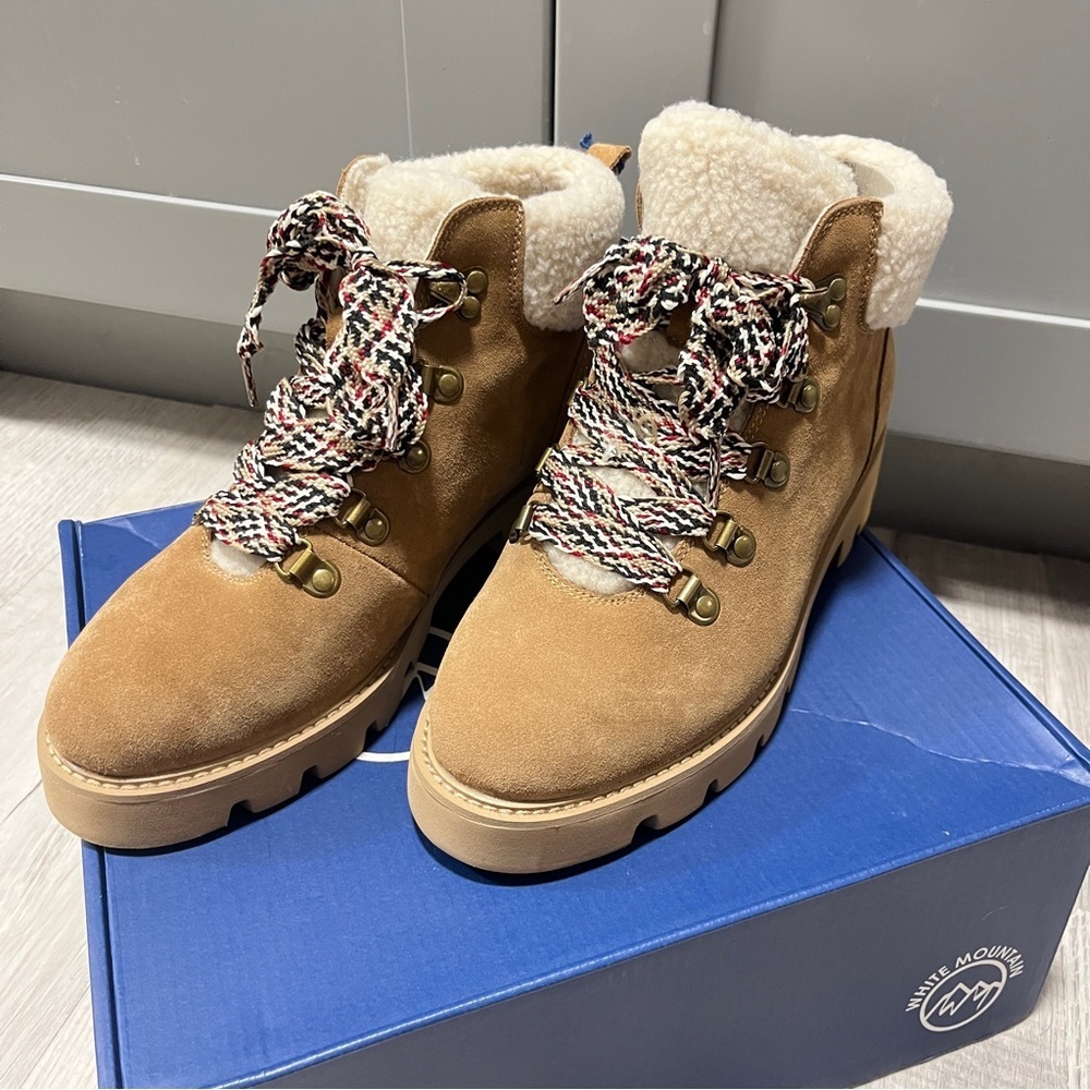 White Mountain Gloving Brown Winter Boots with Shearling, 9 Wide - Picture 3 of 8